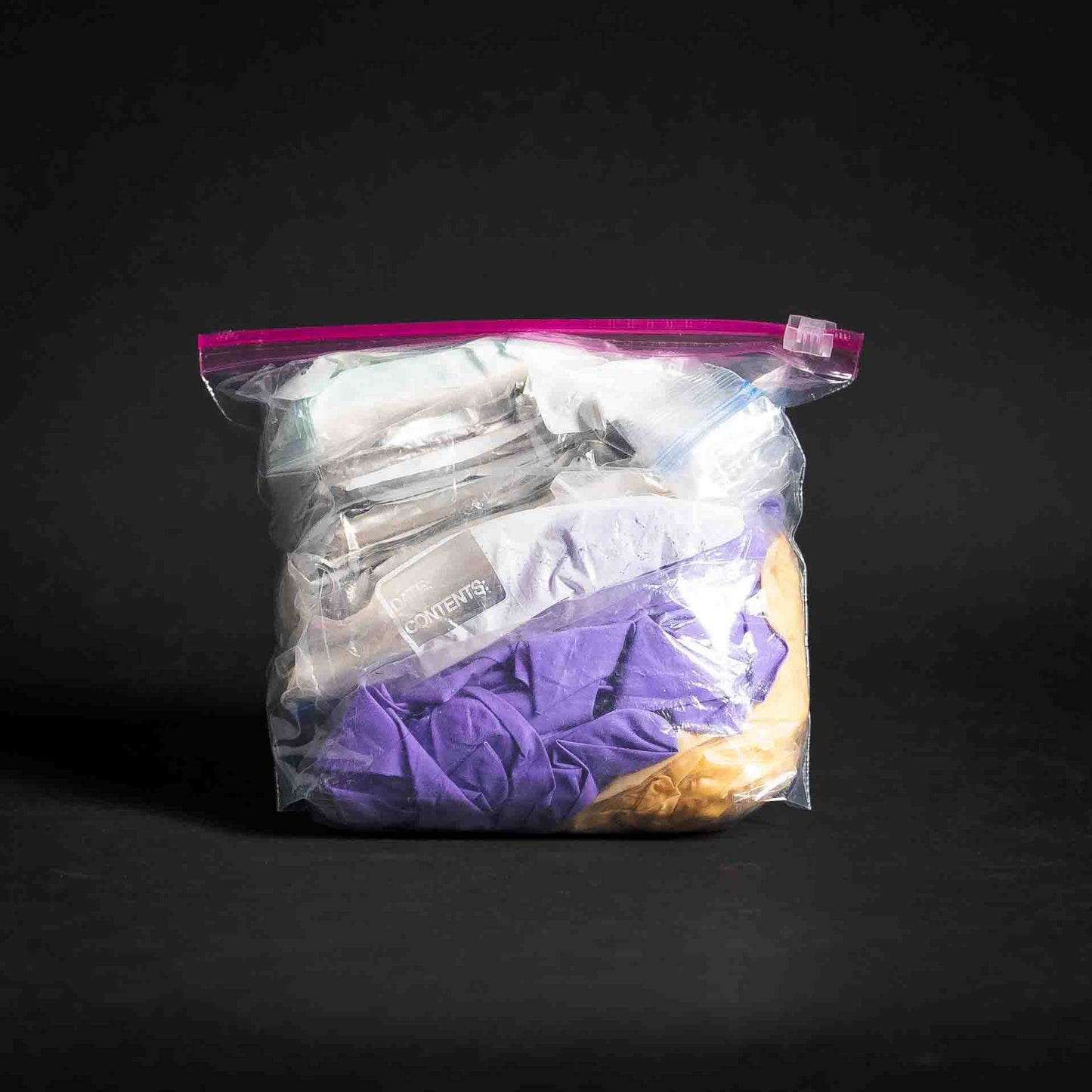 Ziploc full of medical supplies