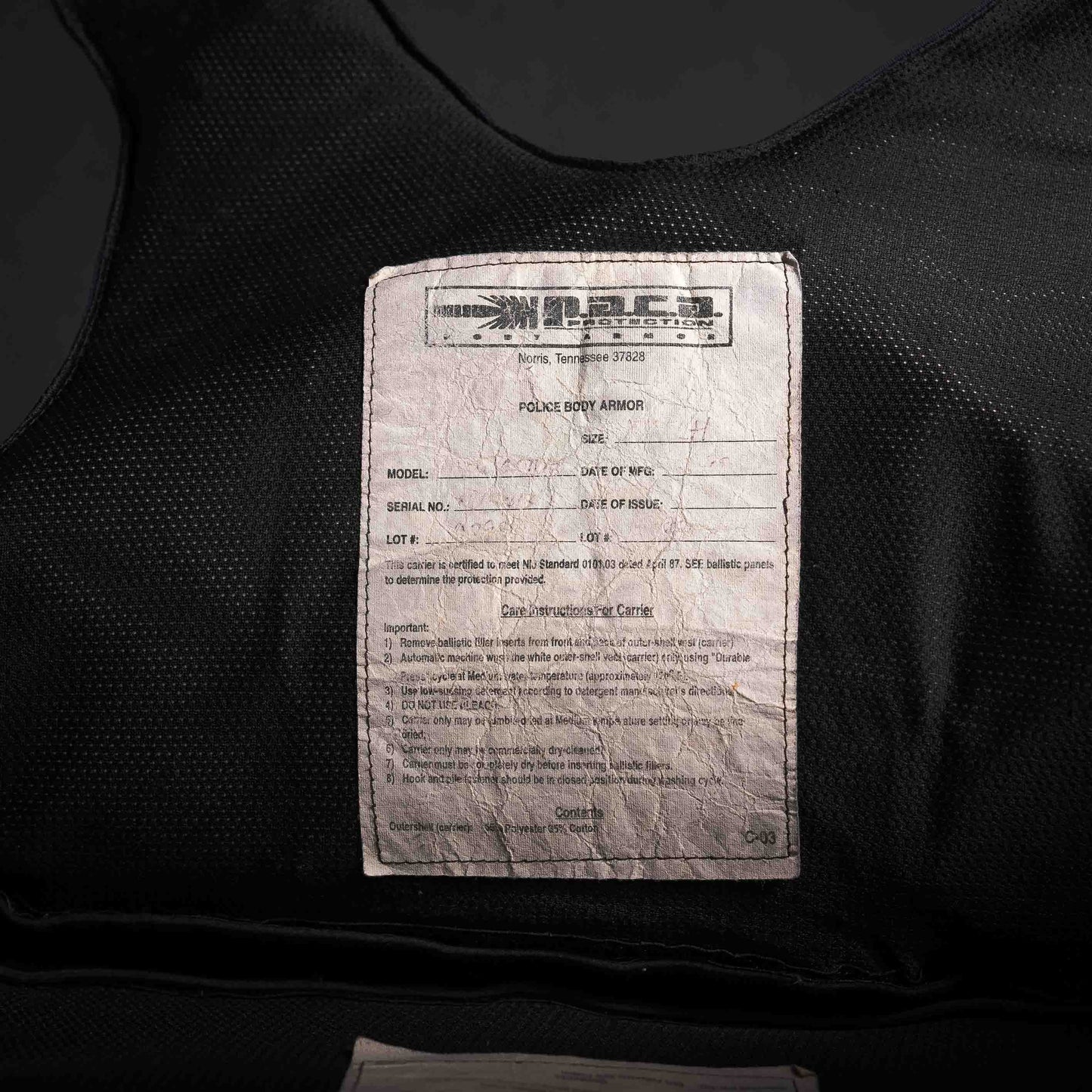 PACA Protection GSII A Concealable Soft Armor