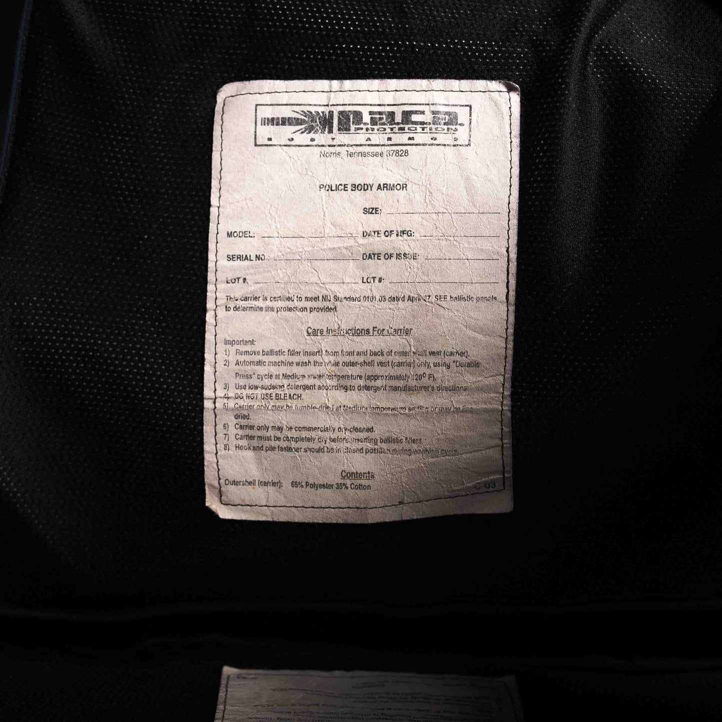 PACA Protection GSII A Concealable Soft Armor