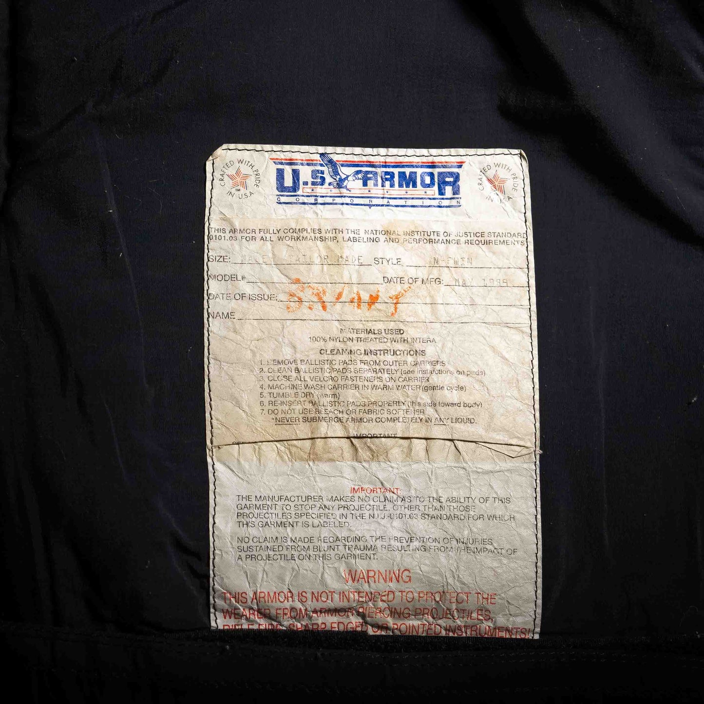 U.S. Armor N-FWIN Concealable Body Armor