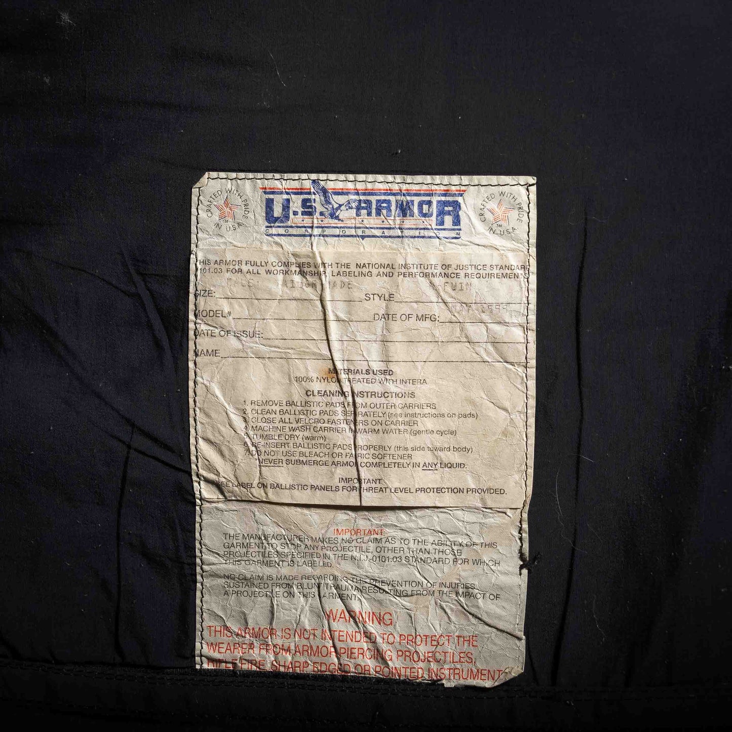U.S. Armor N-FWIN Concealable Body Armor
