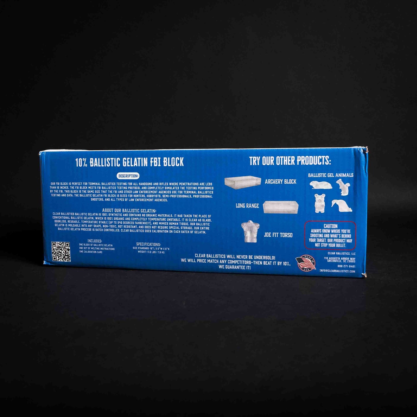 Clear Ballistics 10% FBI Block Ballistics Gel