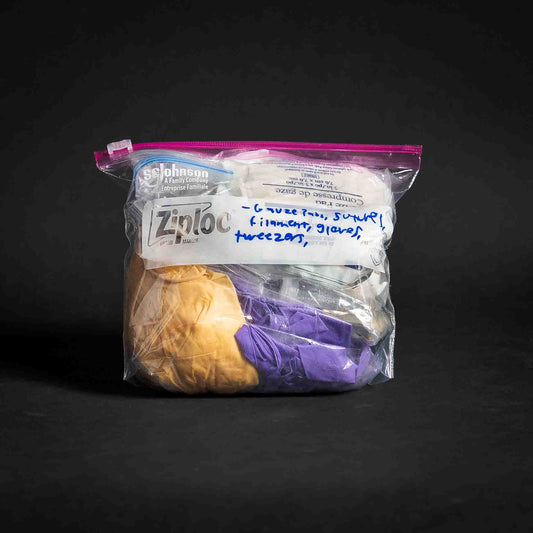 Ziploc full of medical supplies